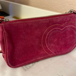 Coach Pink Heart Suede Leather Small Purse